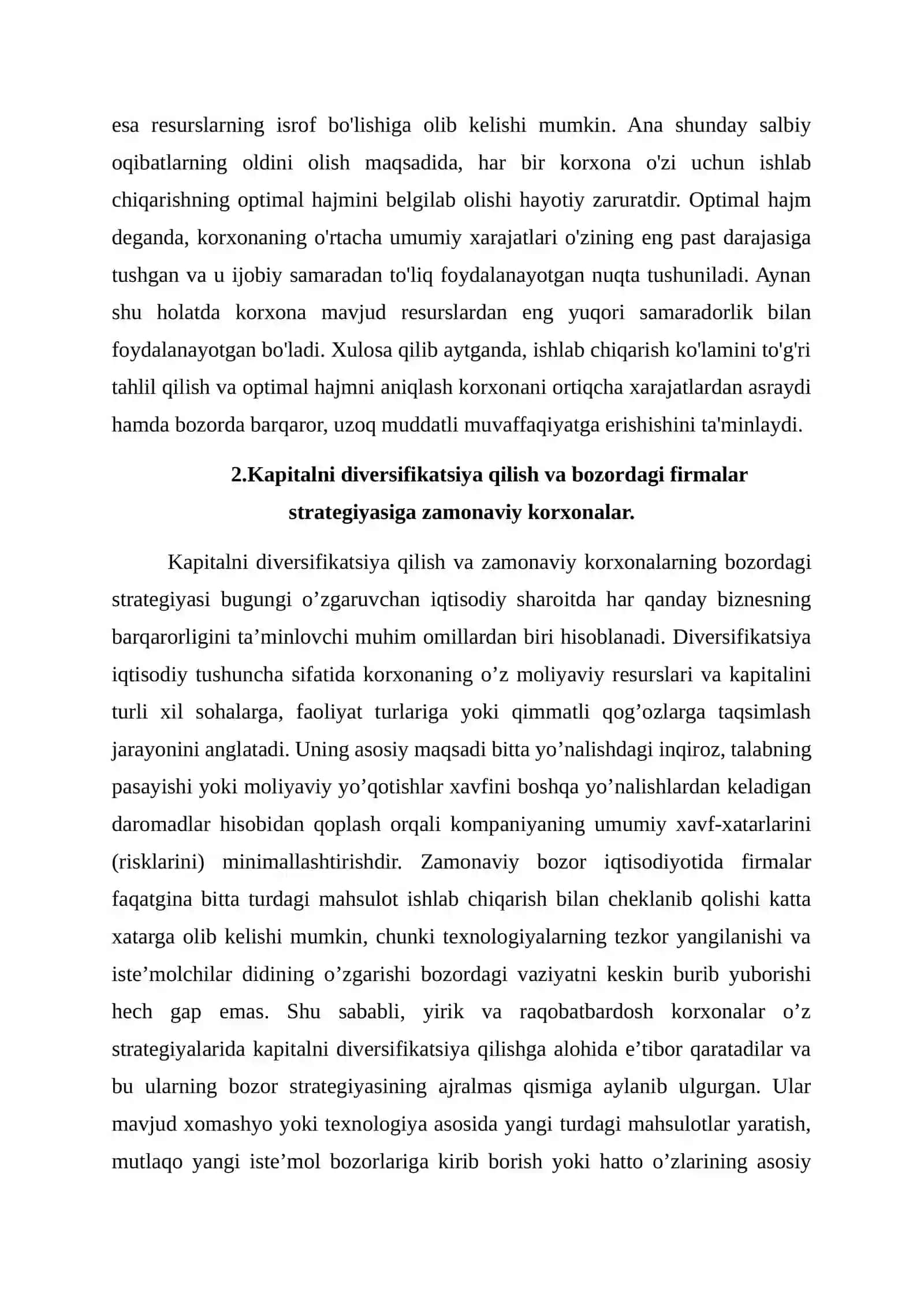 Ishlab chiqarish ko’lamining iqtisodlari va uni ishlatish optimal o’rnatish 3