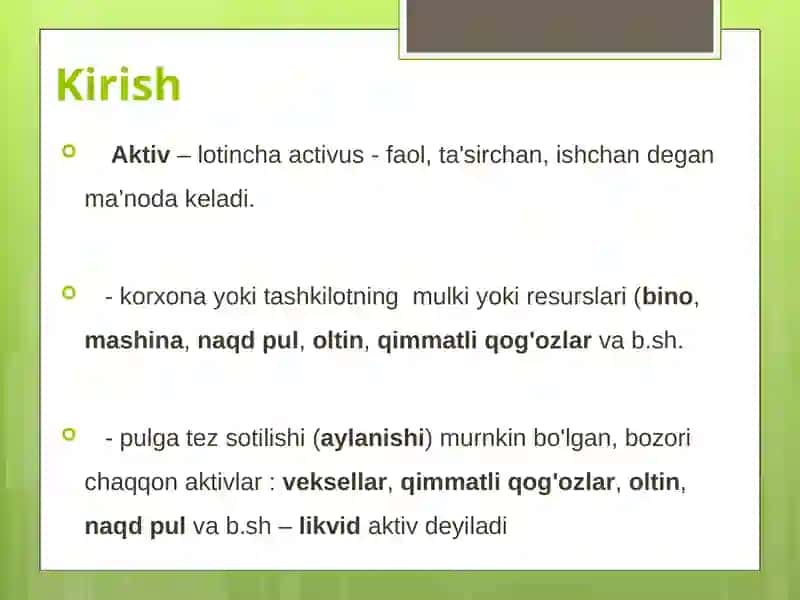 AKTIVLAR VA MAJBURIYATLAR 3