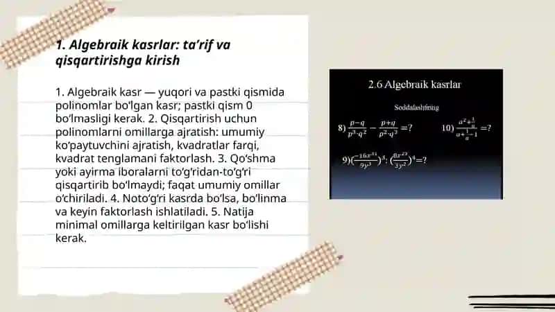 Algebraik kasrlar 3
