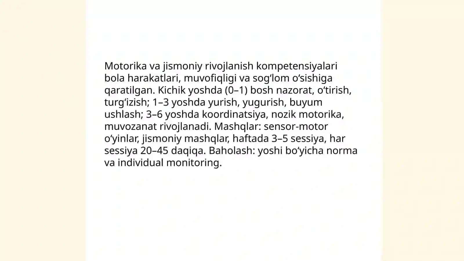 Bolaning rivojlanish sohalari kompetensiyalari 3
