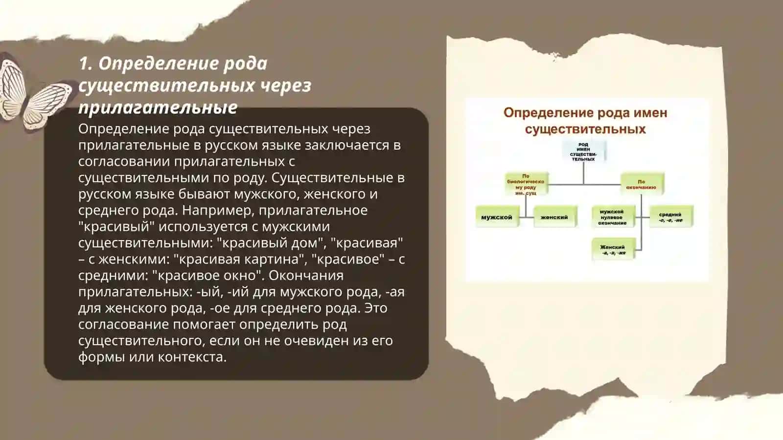 Определение рода имен существительных по связи с другими частями речи 3