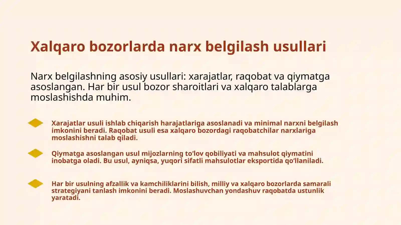 Xalqaro bozorlarda narx belgilash 3