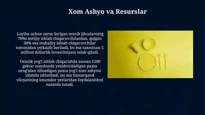 Osinlik yogi ishlab chiqarish loihasi 3