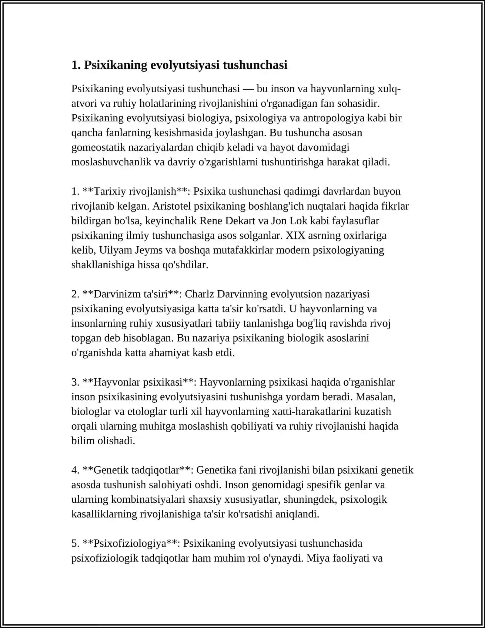 PSIXIKANING EVOLYUTSIYASI VA VUJUDGA KELISHI 3
