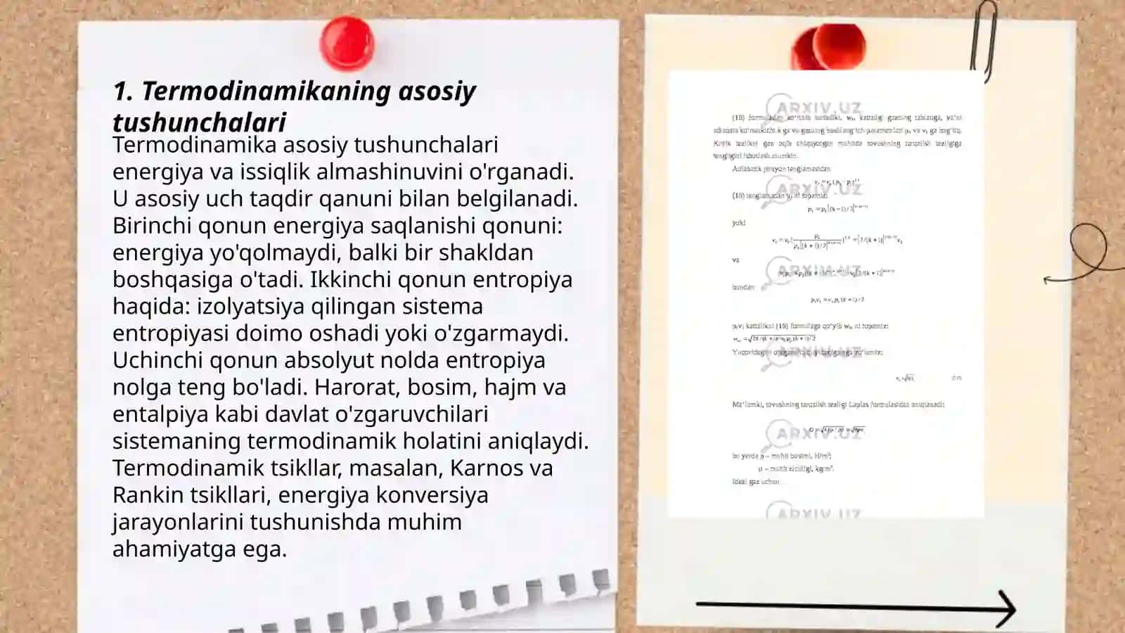 Termadinamikaning birinchi qonuni 3