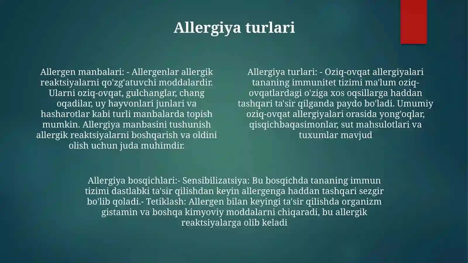 Allergiya Turlari Tiplari VaBosqichlari 3