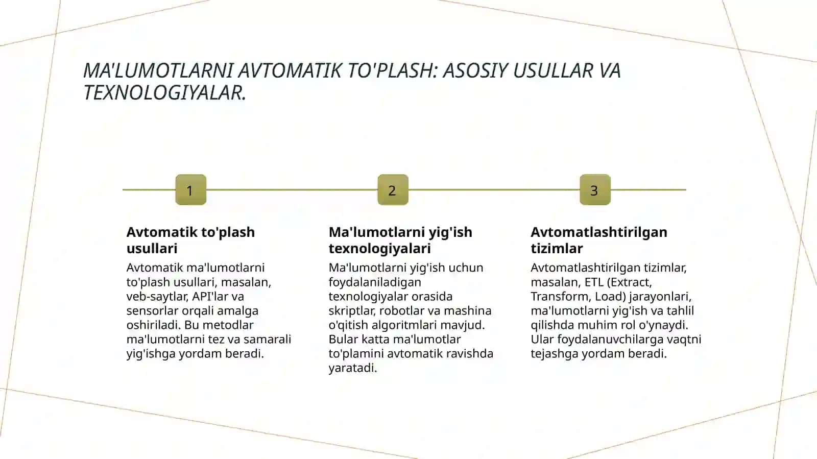 Ma'lumot qidirish (data mining) uchun avtomatik ma'lumotlarni tõplash metodlari 3