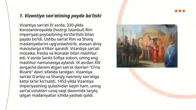 Vizantiya san'atining rivojlanish tarixi 3