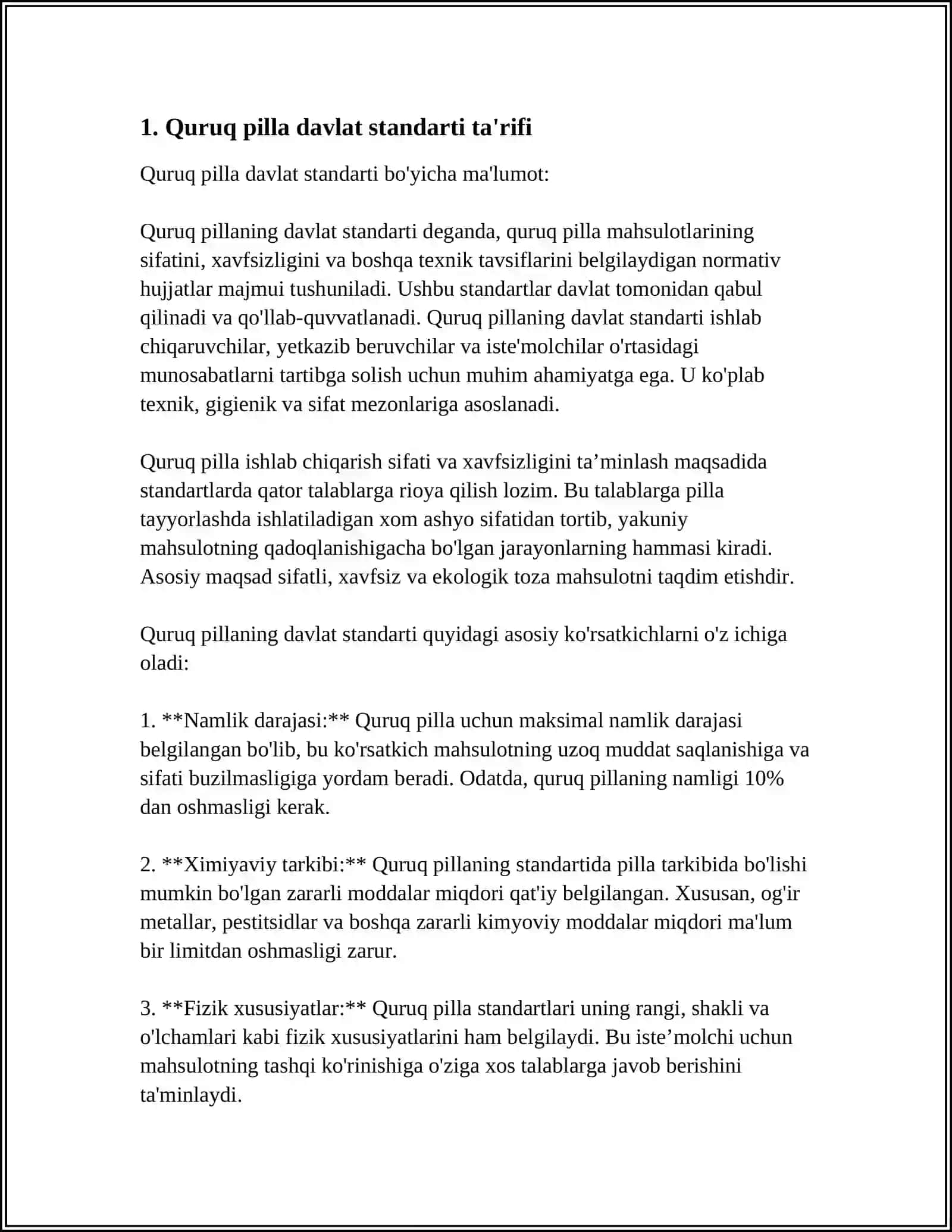 QURUQ PILLA DAVLAT STANDARTI 3