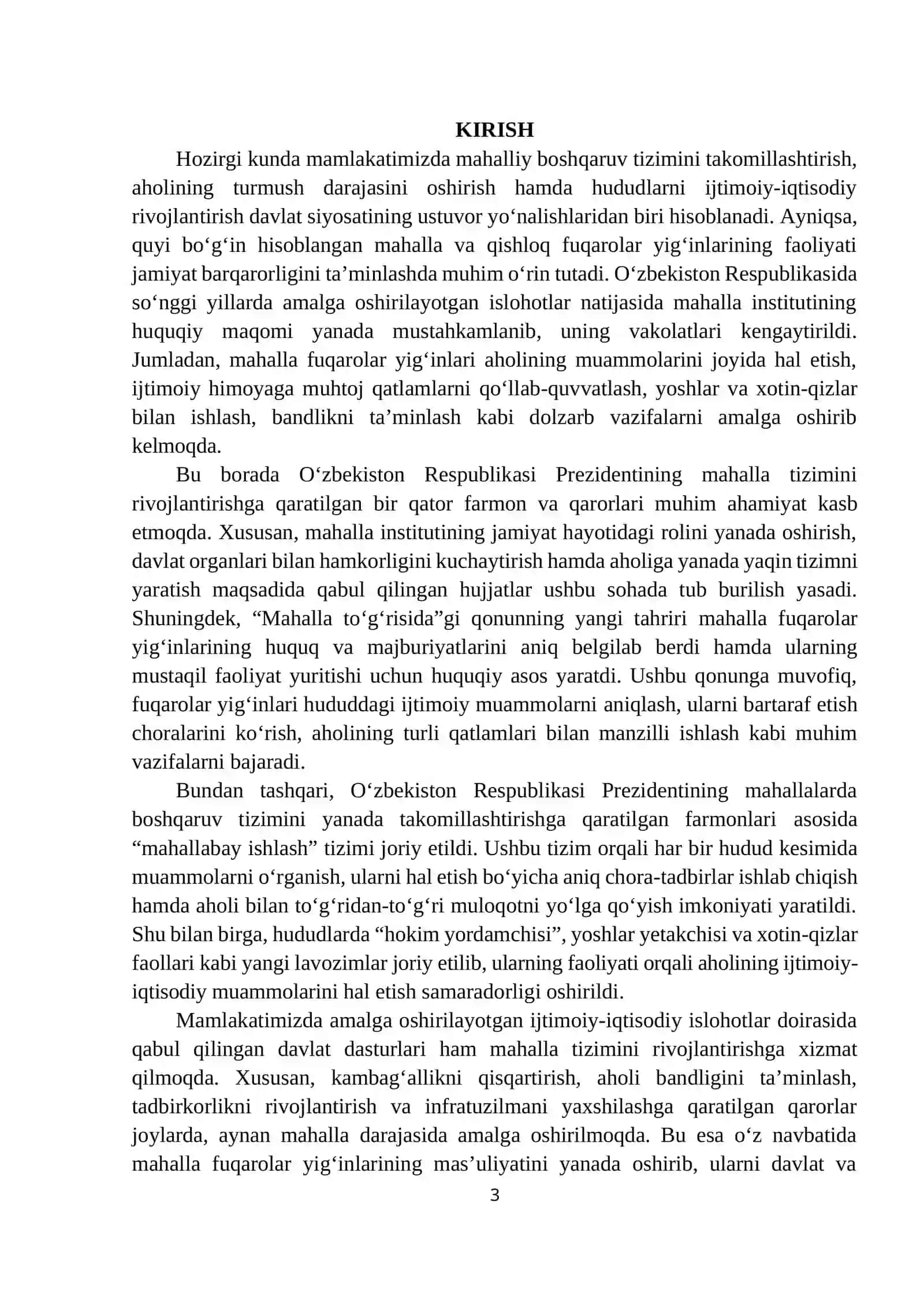 Mahalla amaliyot hisoboti namuna 3