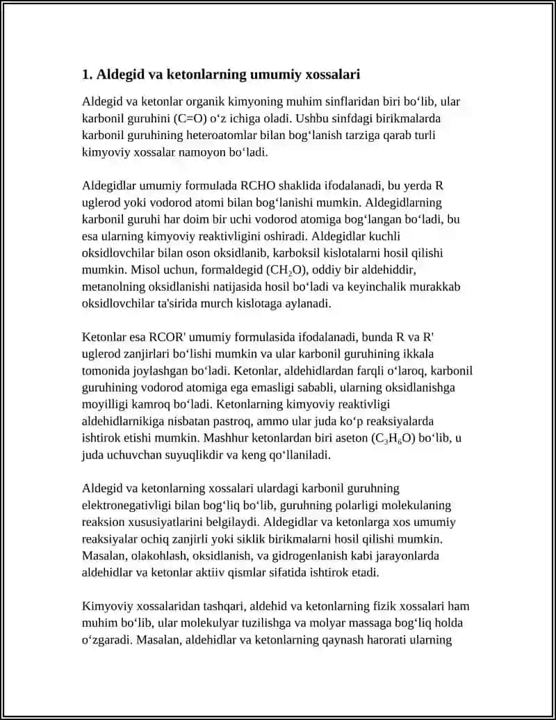 UGLEVOD ALDEGID VA KETONLARNING REAKSIYAGA KIRISHI 3