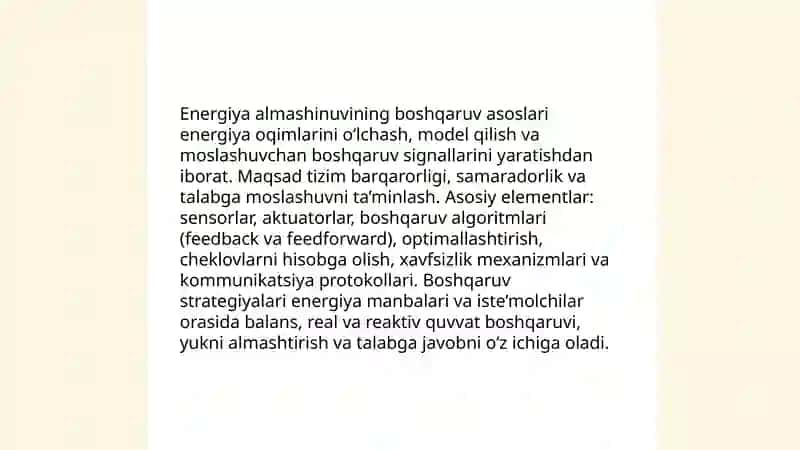 Energiya almashinuvining boshqarilishi 3