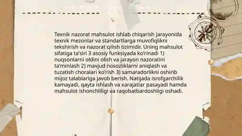 Texnik nazoratning roli mahsulot sifatini ta'minlashda 3