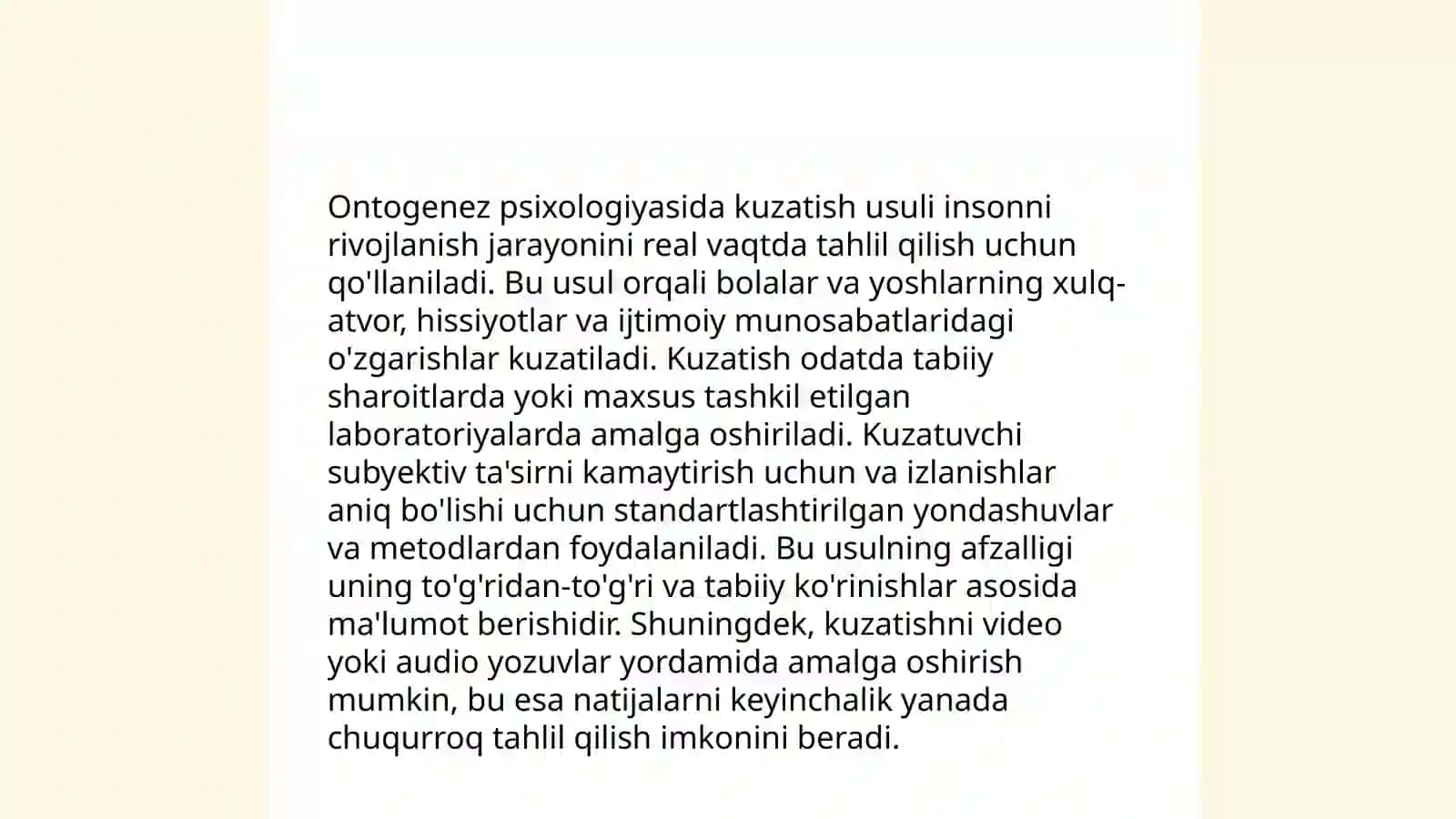 Ontogenez psixologiyasining metodlari 3