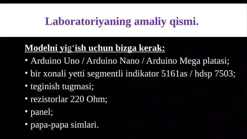 Yetti segmentli bitta raqamli ko‘rsatkich 3
