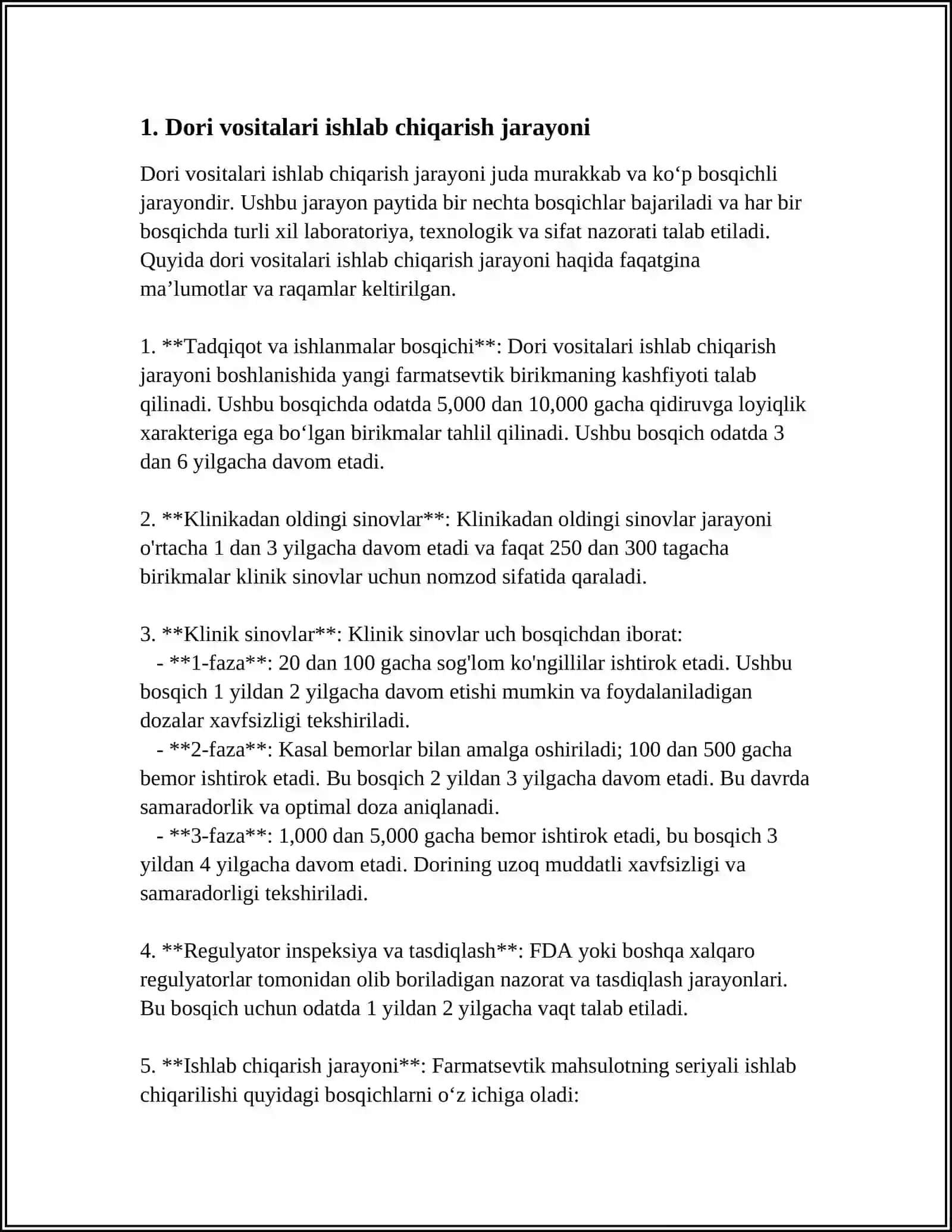 DORI VOSITALARI TIBBIY BUYUMLAR VA FARMASEVTIK TOVARLAR ISHLAB CHIQARISH 3