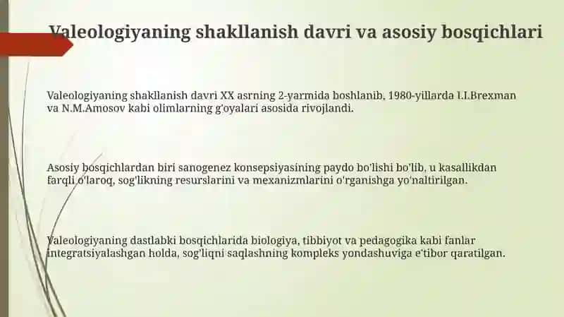 Valeologiyaning qisqacha tarixi 3