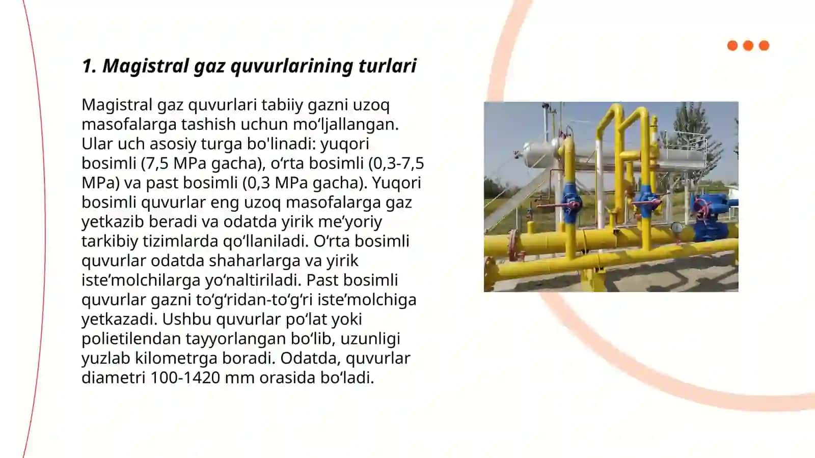 Magistral gaz quvurlarining turlari 3
