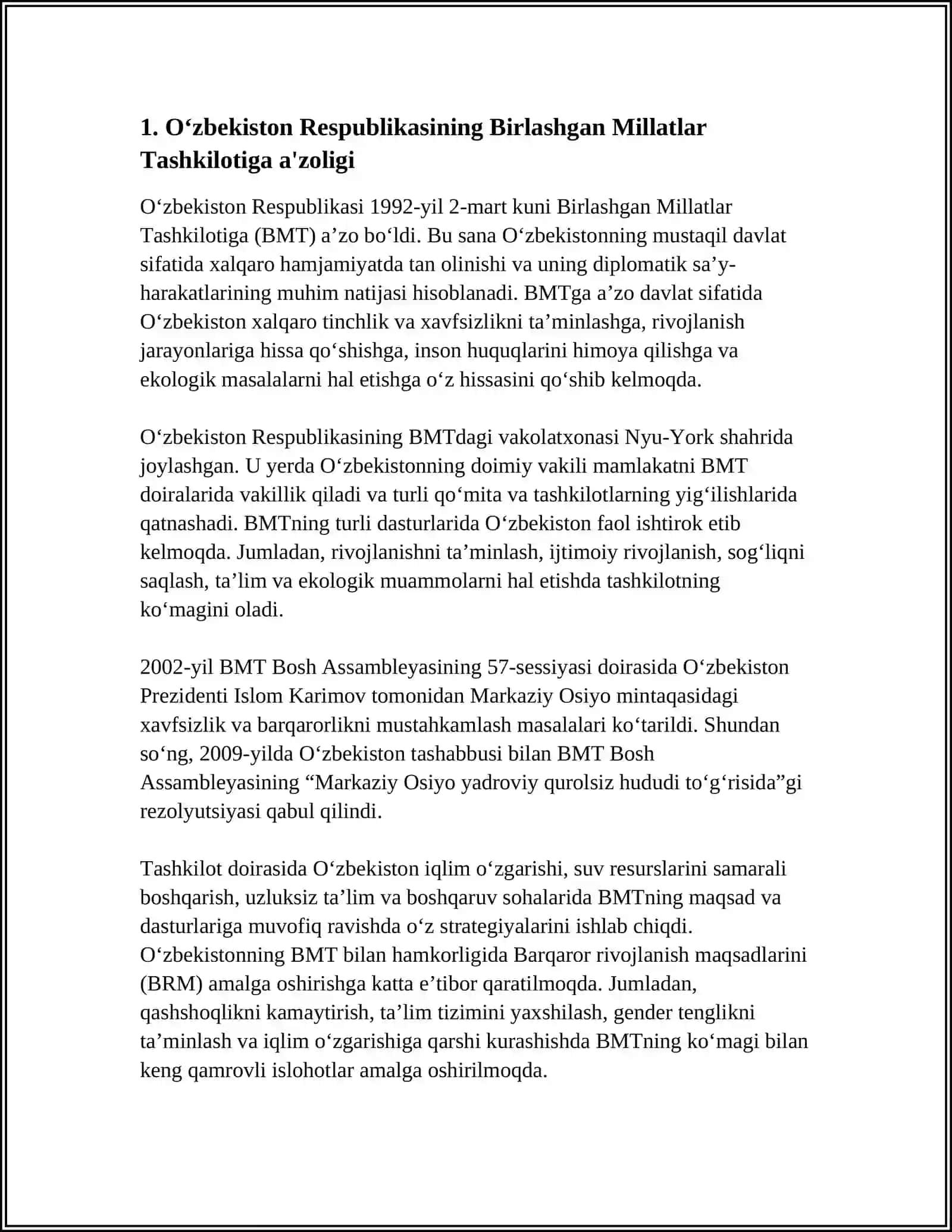 O‘ZBEKISTON RESPUBLIKASI XALQARO XAMISHARIQDA 3