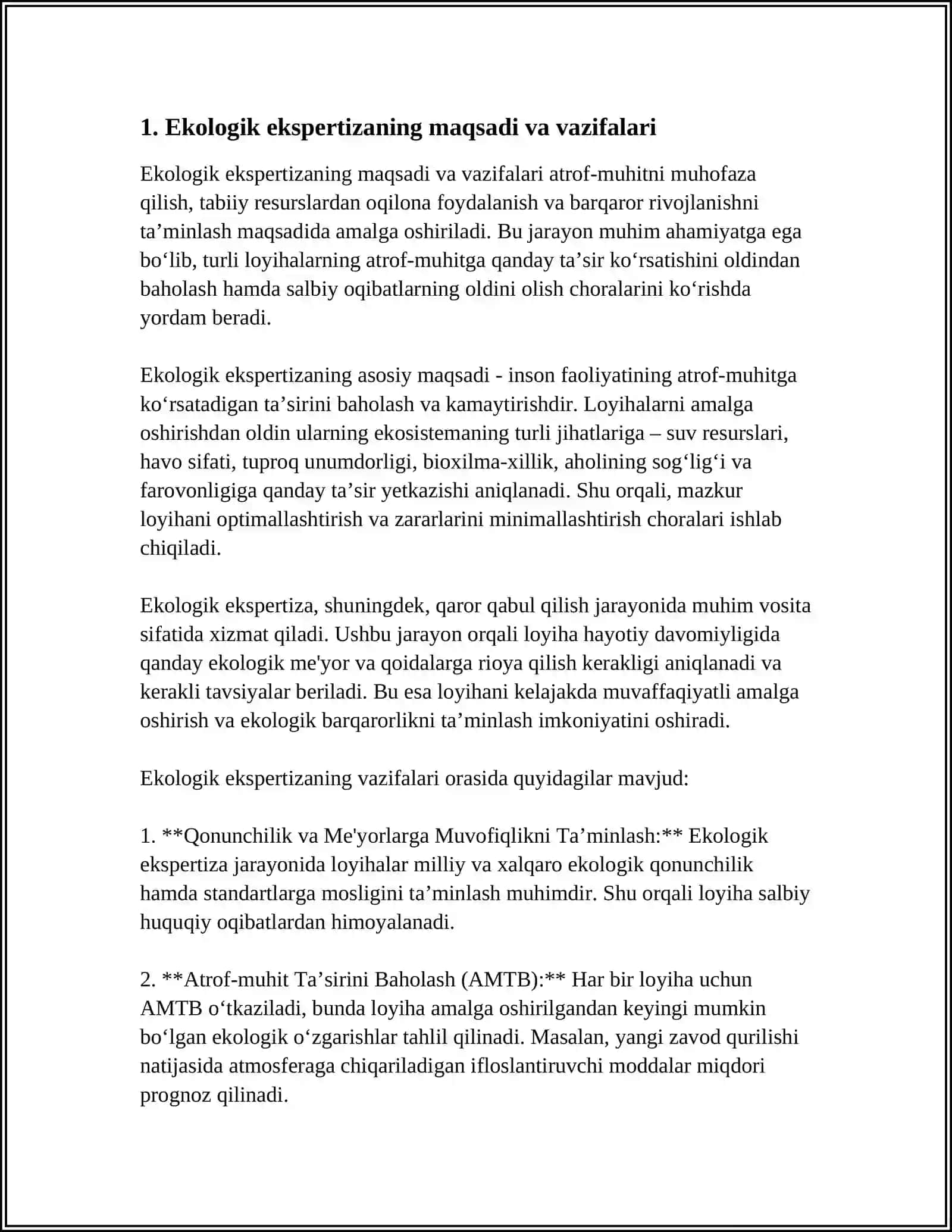 EKOLOGIK EKSPERTIZA FANINING MAZMUNI 3