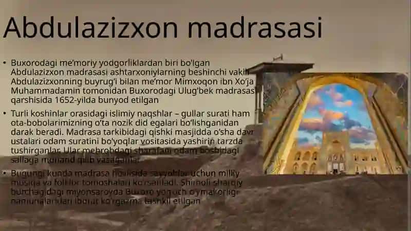 Ashtarxoniylar davrida me’morchilik va ta’lim 3
