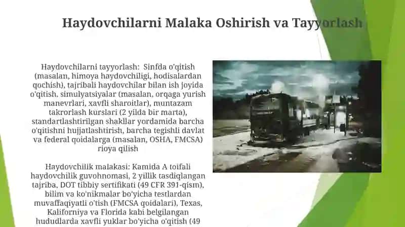 Haydovchilarni Malaka Oshirish va Tayyorlash 3