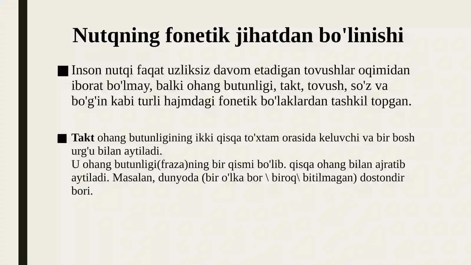 Nutqning fonetik bo’linishi. O’rg’u va bo’g’in 3