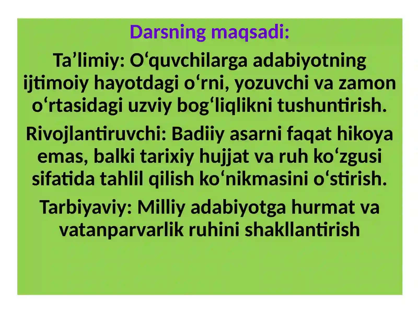 Oʻzbek adabiyotini oʻqitish metodikasi 3
