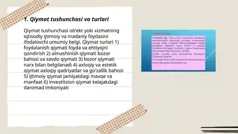 QIYMATNING TURLI XIL NAZARIYALARI 3