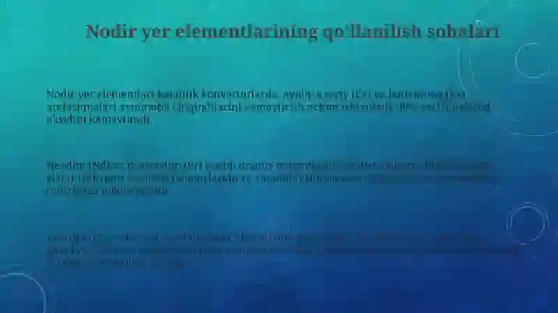 Nodir yer elementlarining qo'llanilish sohalari 3