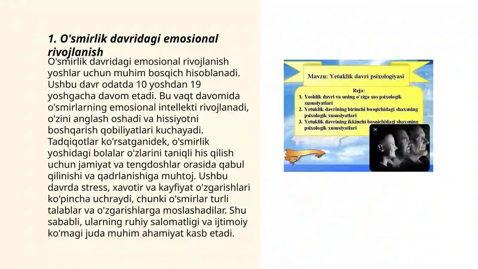 O'smirlik davridagi emosional rivojlanish 3