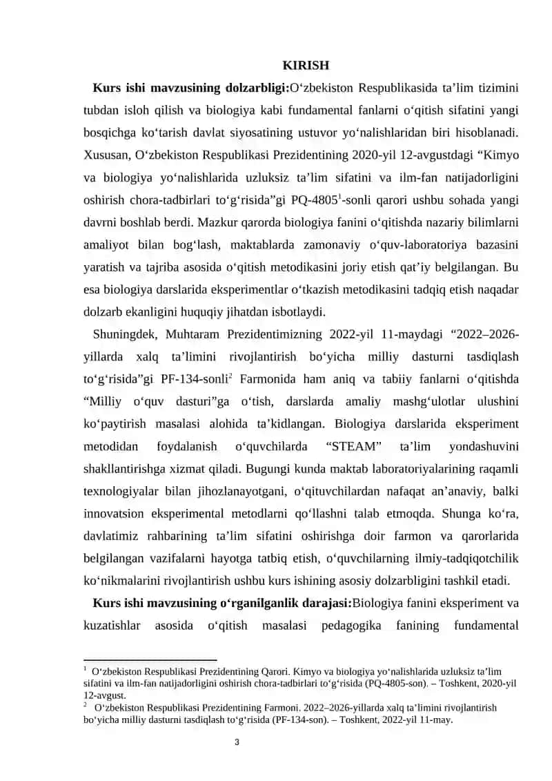 BIOLOGIYA DARSLARIDA EKSPERIMENT ASOSIDA O‘QITISH METODIKASI 3