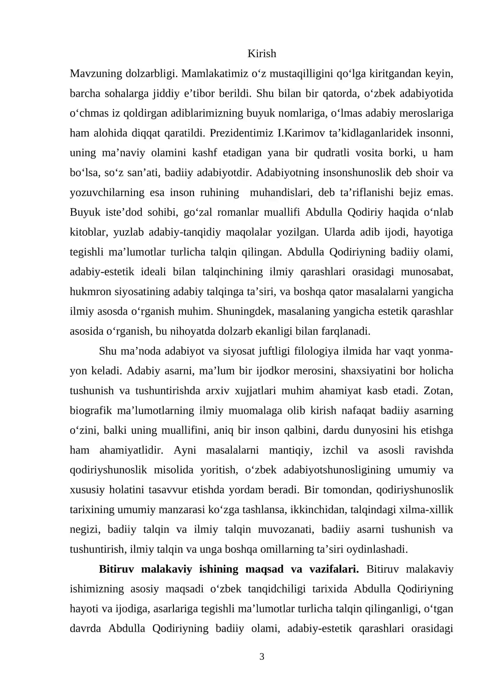 O’zbek tanqidchiligida Abdulla Qodiriy ijodining o’rganilishi 3
