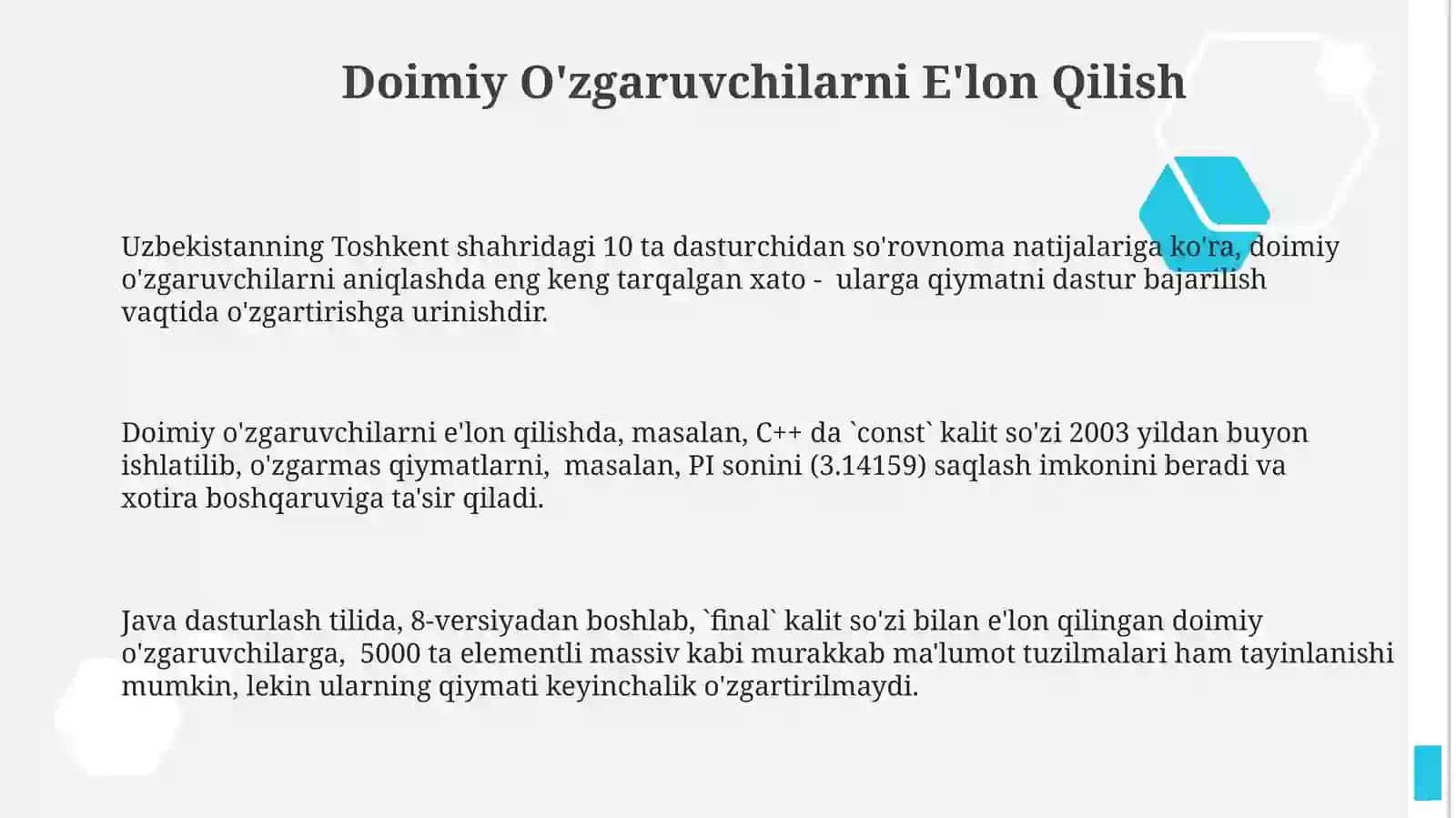 Turlangan oʻzgarmaslar 3
