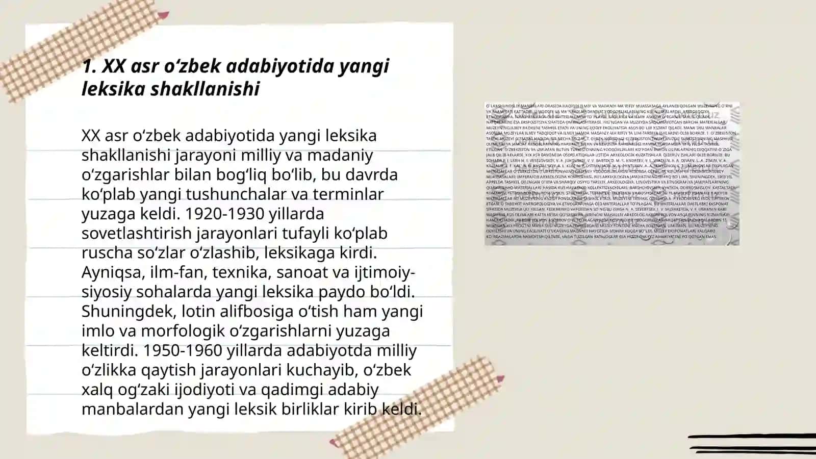 XX asr o'zbek adabiyotining til xususiyatlari 3