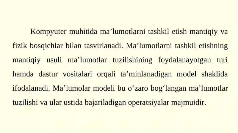 Ma’lumotlar bazasi tashkil etish 3