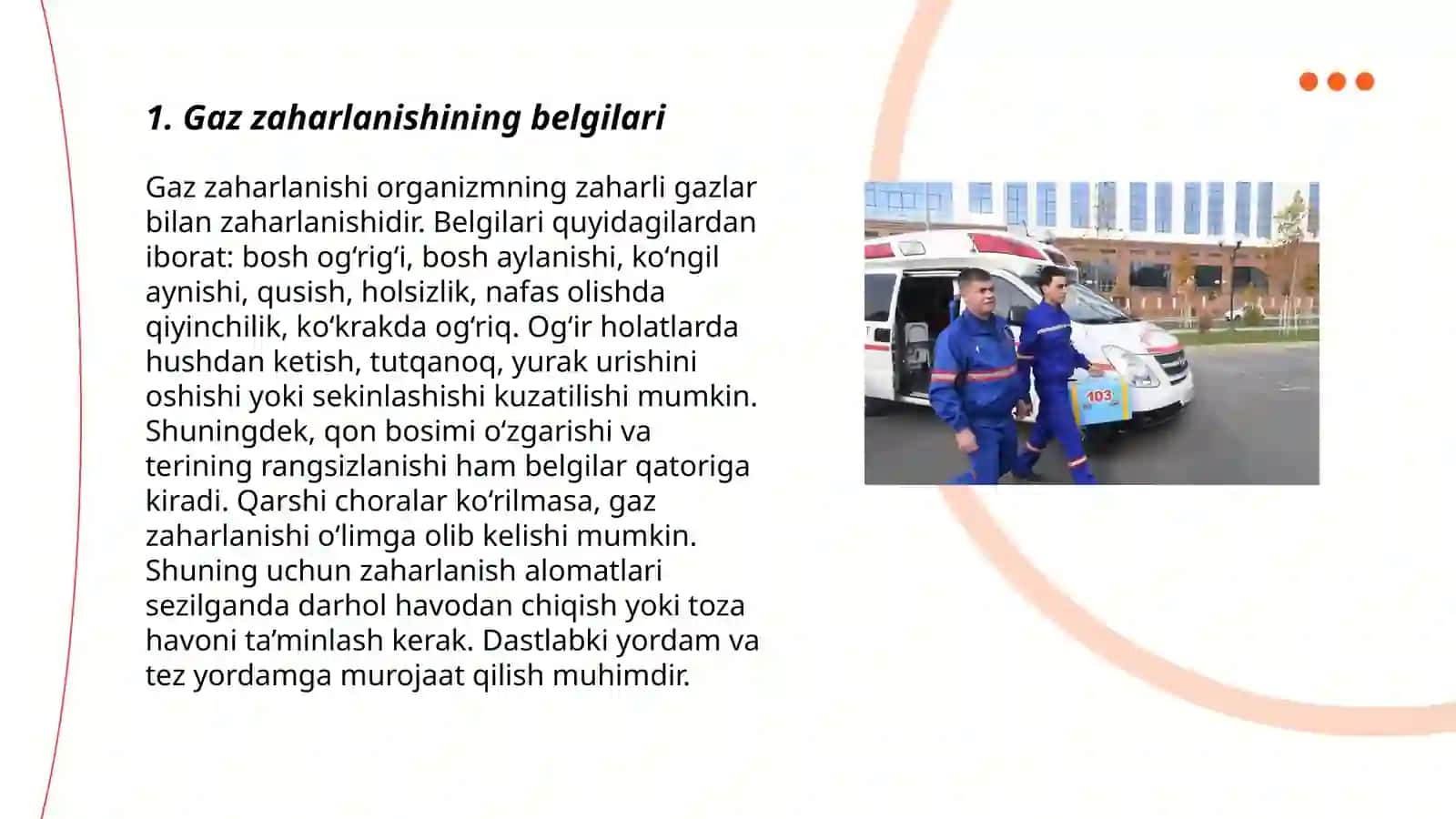Gaz zaharlanishining belgilari 3