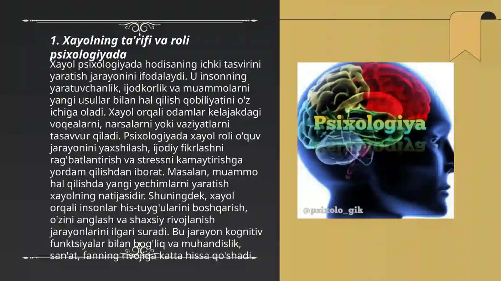 Psixologiya fanidan xayol mavzusi 3