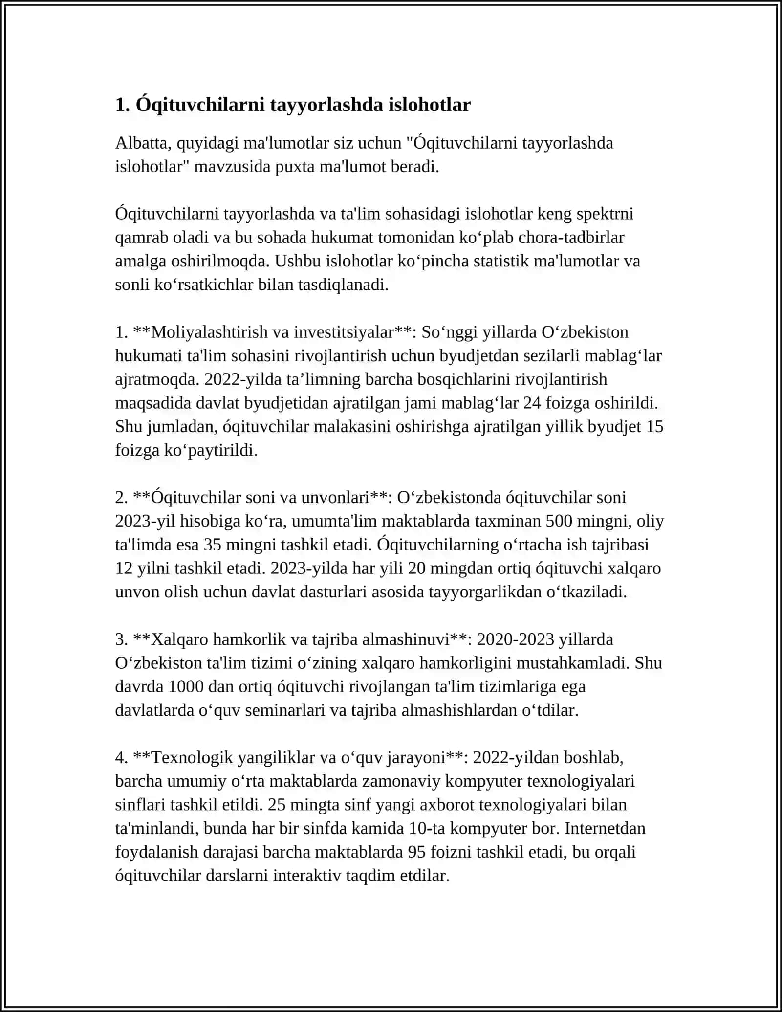 JOQARI BILIMLENDIRIW SISTEMASINDAGI ÓZGERISLER REFORMALAR 3