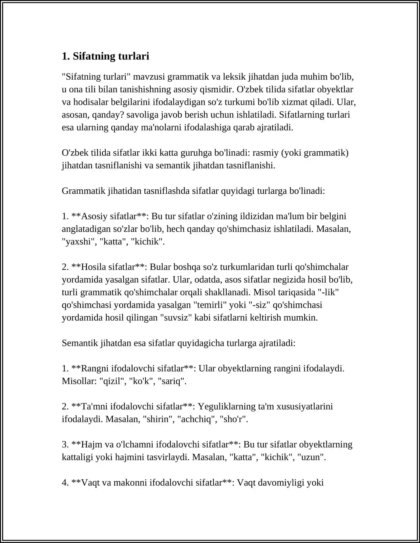 Sifatning turlari 3