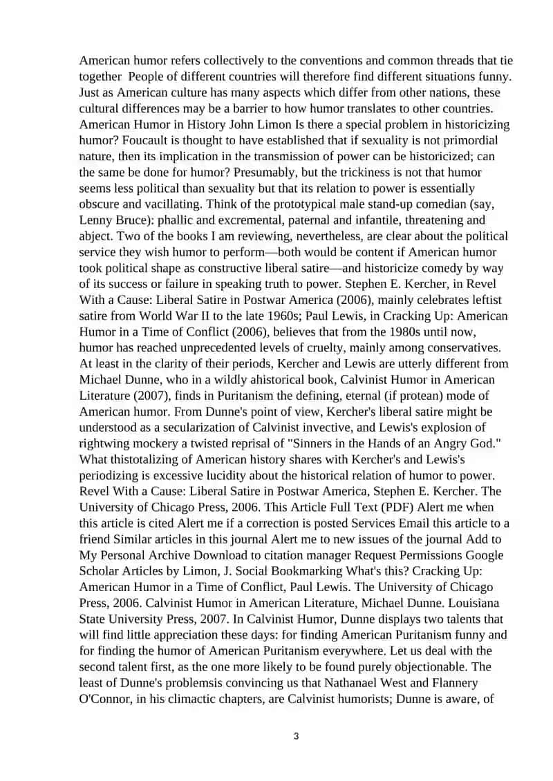 Course Work on The Role of Humor and Satire in American Literature 3