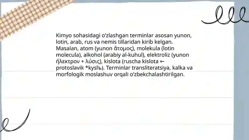 Kimyo sohasiga oid oʻzlashgan soʻzlar lugʻati 3