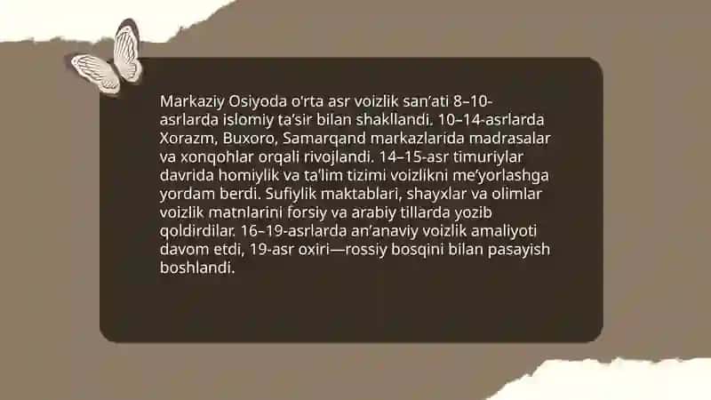 Markaziy Osiyoda oʻrta asr voizlik sanʼati 3