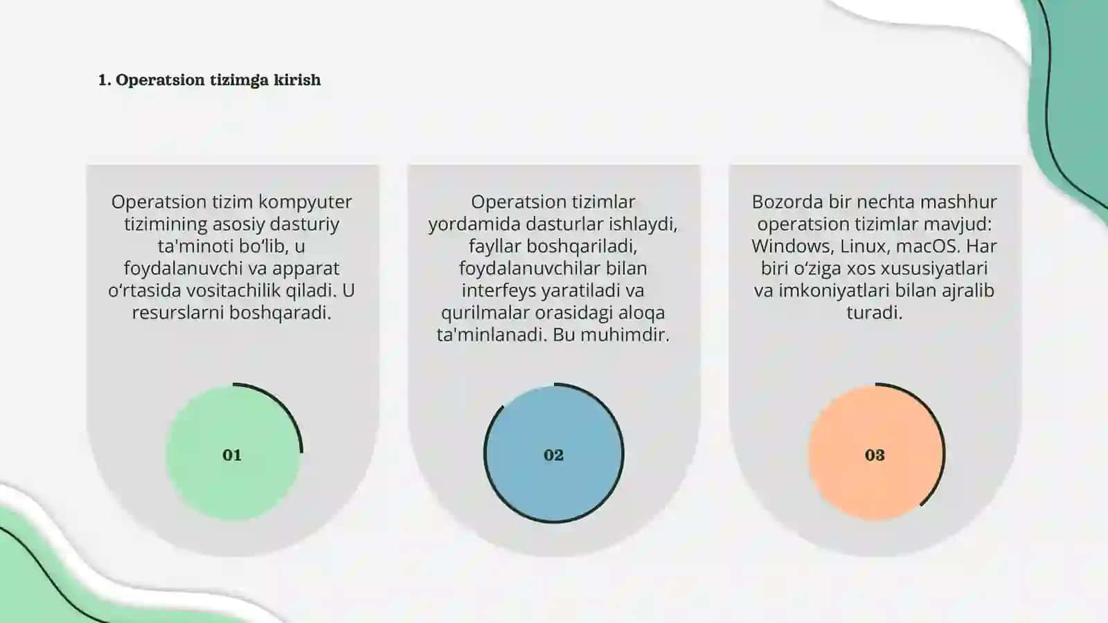 Operatsion tizimlar va imkoniyatlari 3