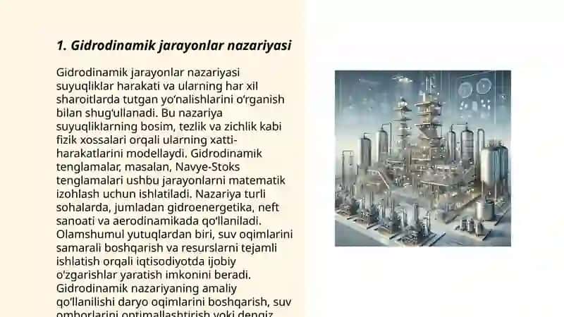 Gidrodinamik jarayonlar va massaalmashinuv jarayonlari 3