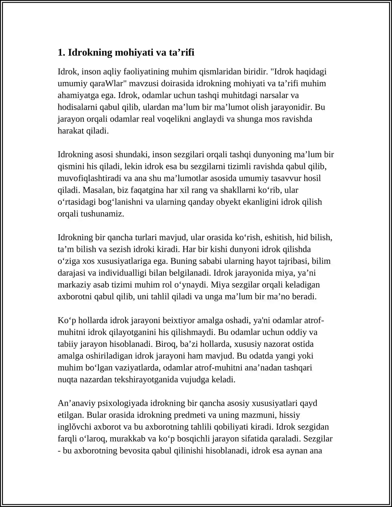 IDROK HAQIDA UMUMIY QARAWLAR 3