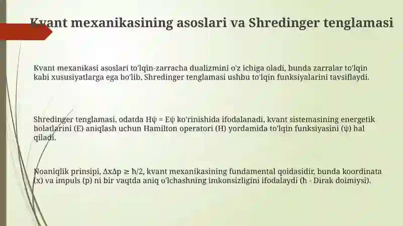Energetik sathlarning nazariy tahlili 3
