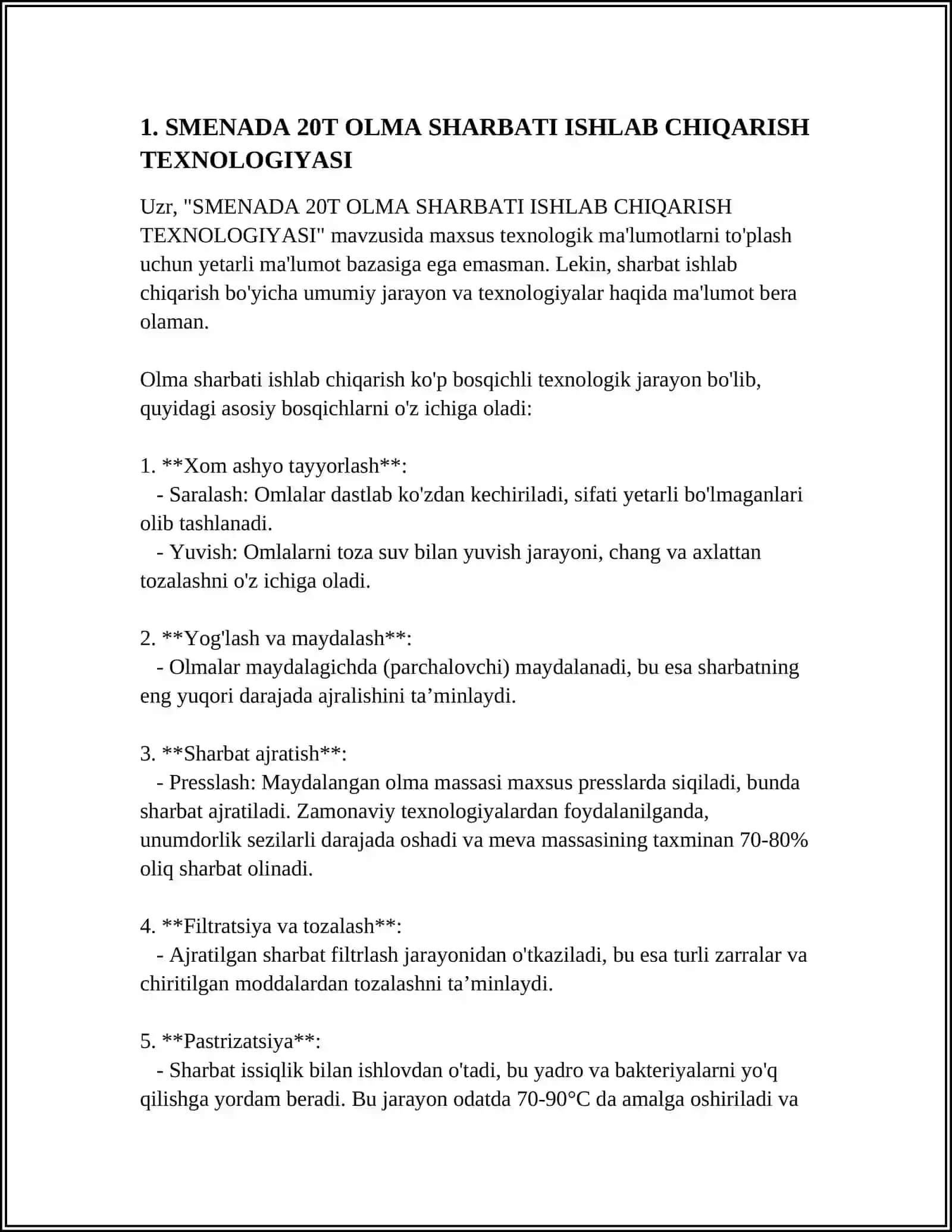 SMENADA 20T OLMA SHARBATI ISHLAB CHIQARISH 3