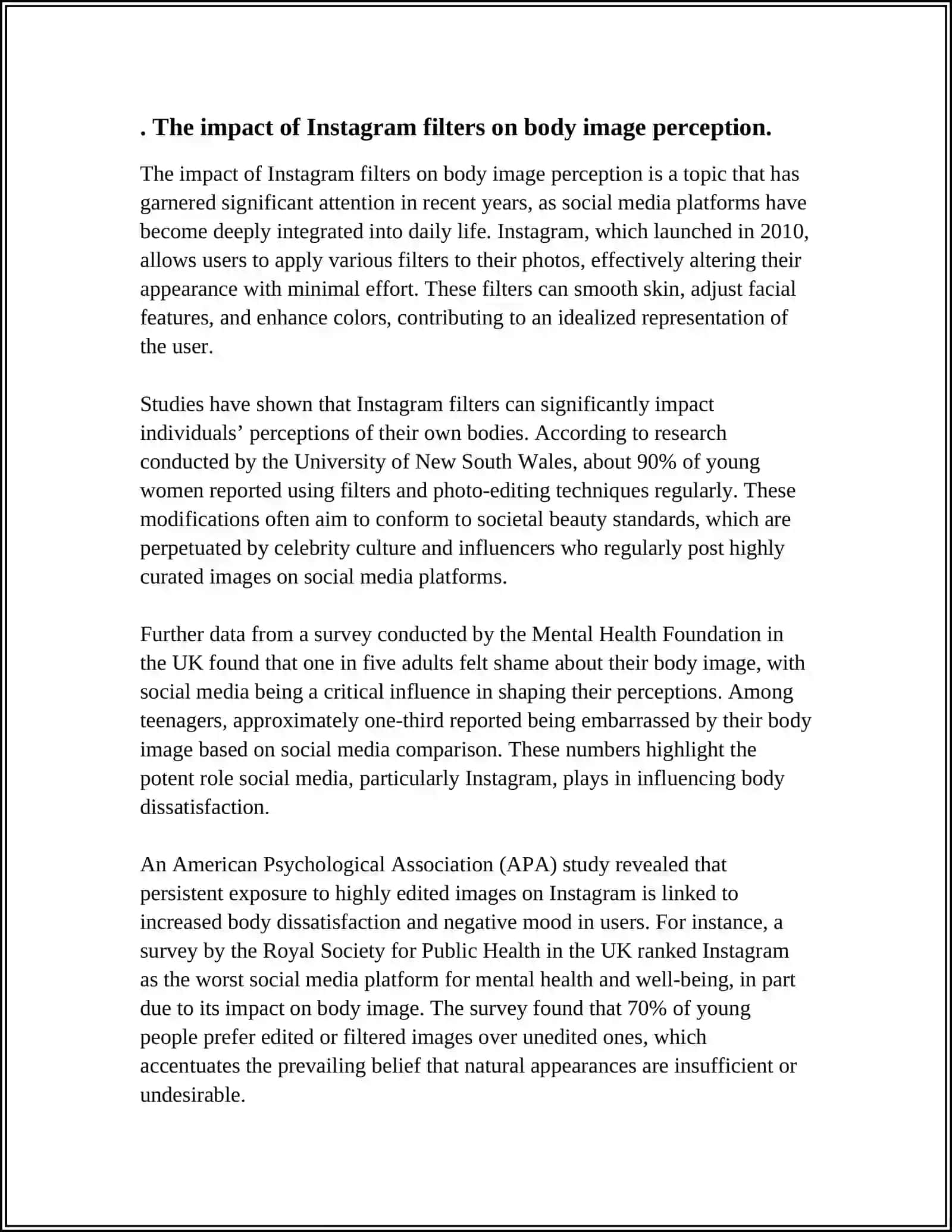 INFLUENCE OF SOCIAL MEDIA ON BODY IMAGE 3