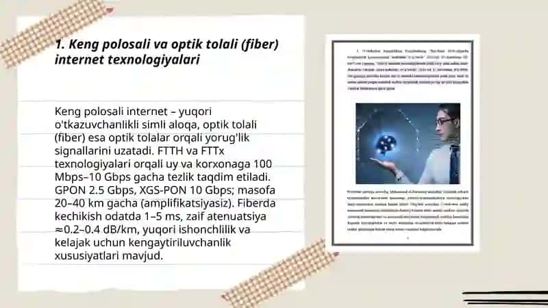 Keng polosali va optik tolali (fiber) internet texnologiyalari 3